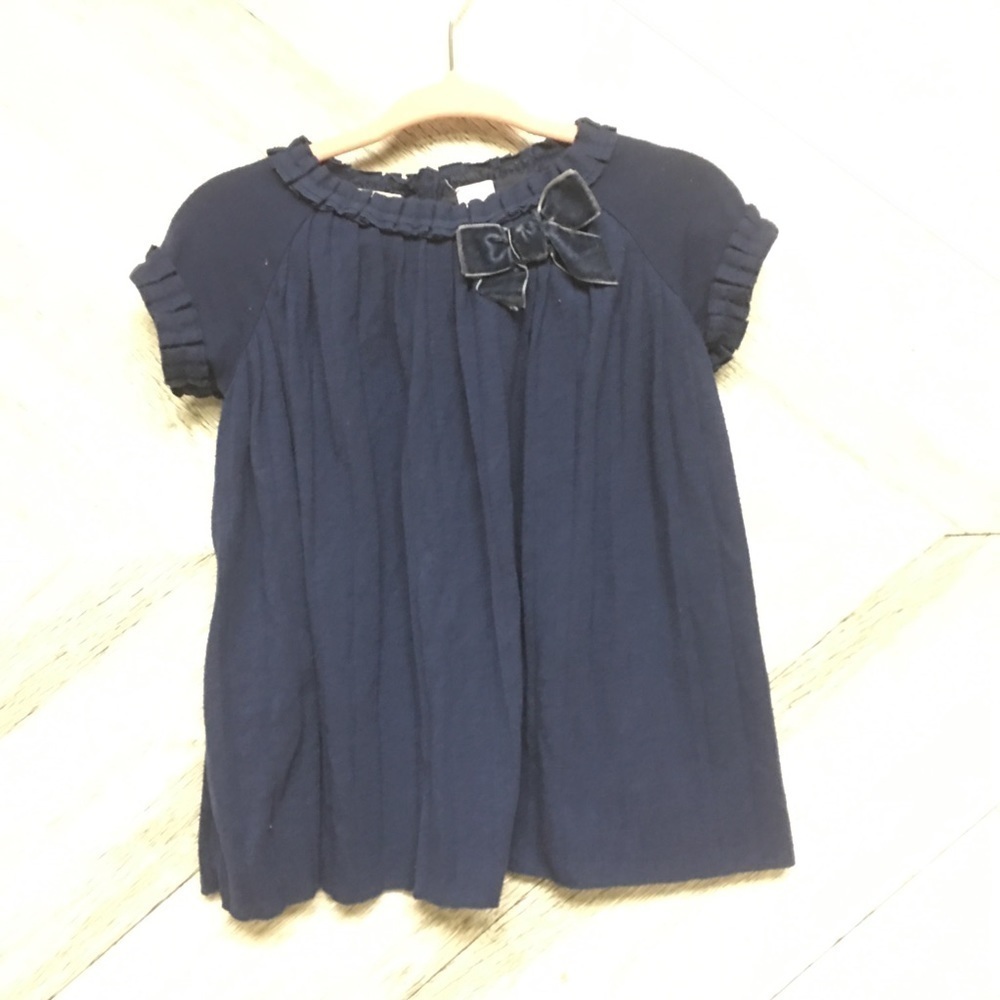 First Impressions | Navy Blue Pleated Dress Velvet
